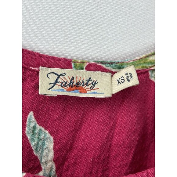 Faherty Dress Womens XS Lanai Seersucker Dress Orchid Blosson Tiered Pockets - Picture 3 of 16